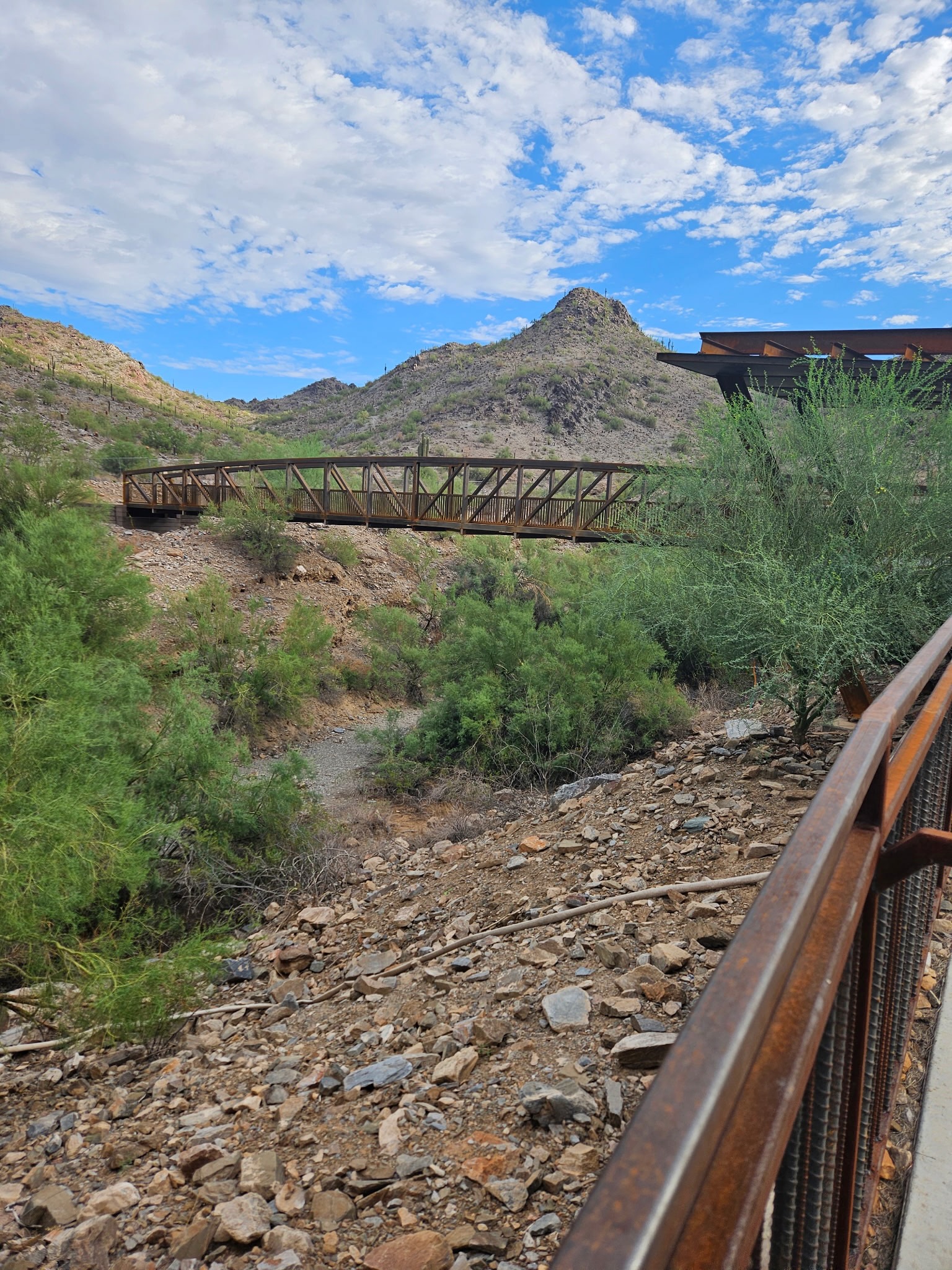 Ocotillo Trailhead after construction of the unauthorized footbridge