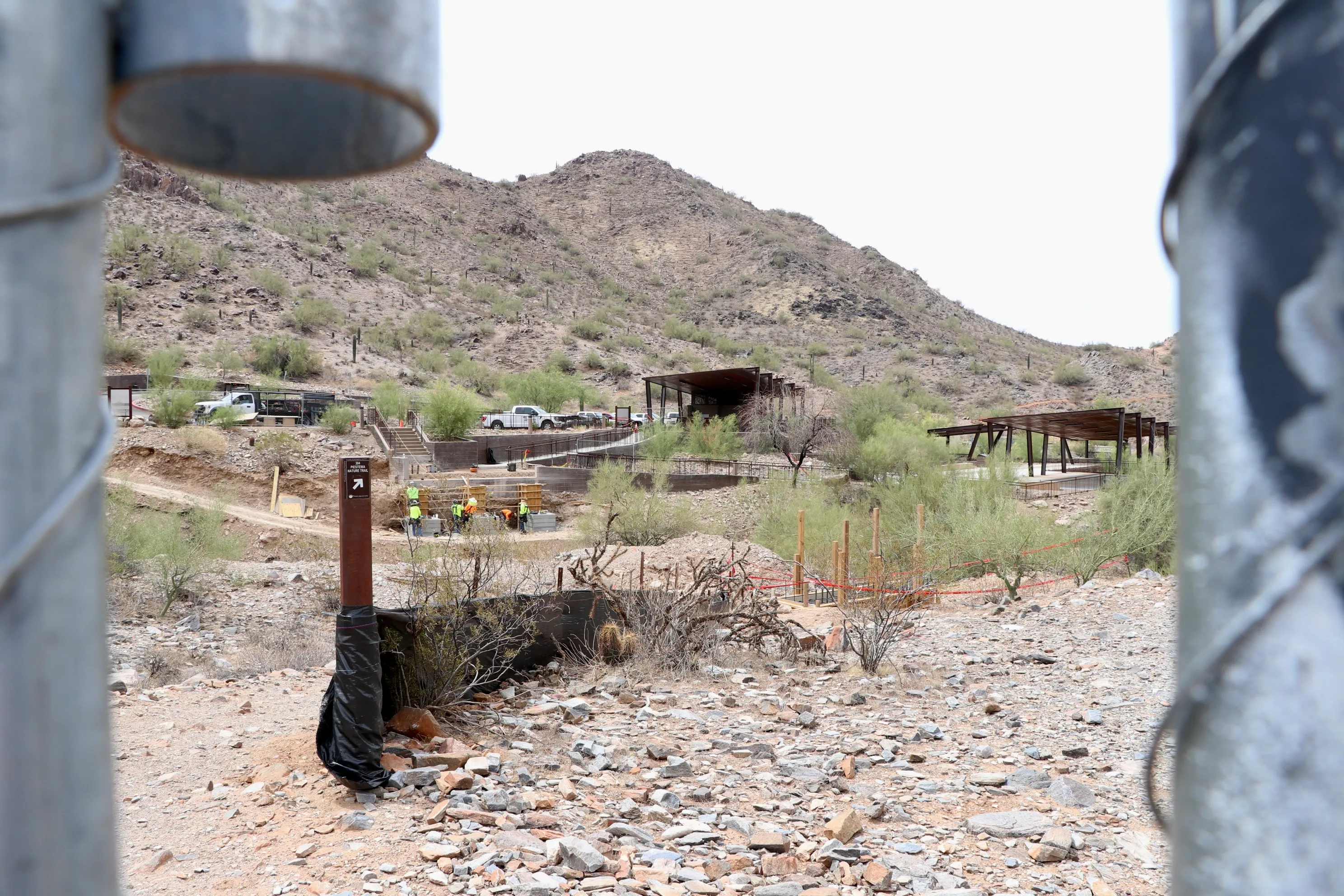 Steel and concrete forms placed on protected Phoenix Mountains Preserve land